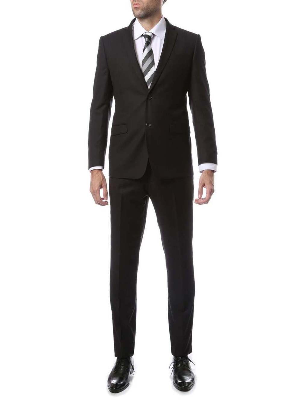 Mens 2pc 2 Button Slim Fit Black Suit XXXL
